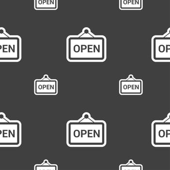 open icon sign. Seamless pattern on a gray background. illustration