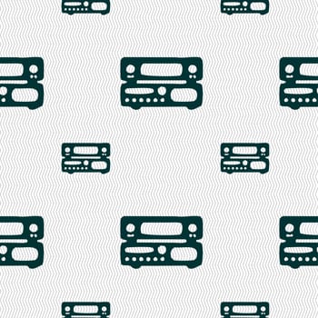 radio, receiver, amplifier icon sign. Seamless pattern with geometric texture. illustration