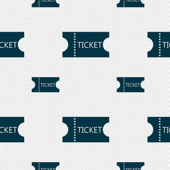 ticket icon sign. Seamless pattern with geometric texture. illustration