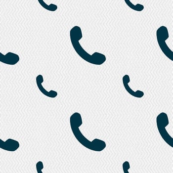 Phone, Support, Call center icon sign. Seamless pattern with geometric texture. illustration