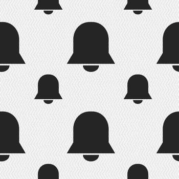 Alarm bell icon sign. Seamless pattern with geometric texture. illustration