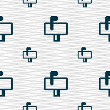 Mailbox icon sign. Seamless pattern with geometric texture. illustration