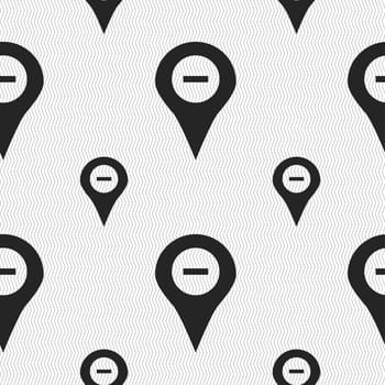 Minus Map pointer, GPS location icon sign. Seamless pattern with geometric texture. illustration