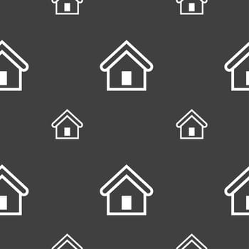 House icon sign. Seamless pattern on a gray background. illustration