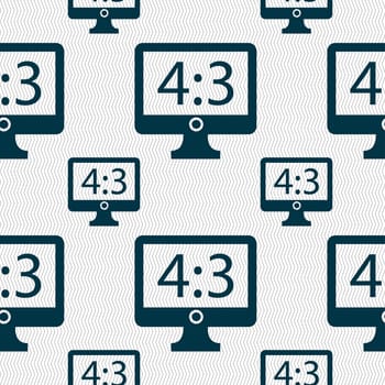 Aspect ratio 4 3 widescreen tv icon sign. Seamless pattern with geometric texture. illustration