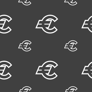 Euro EUR icon sign. Seamless pattern on a gray background. illustration