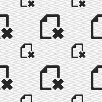 delete File document icon sign. Seamless pattern with geometric texture. illustration