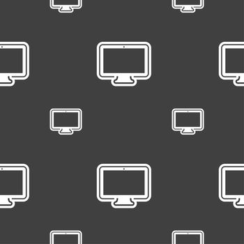 monitor icon sign. Seamless pattern on a gray background. illustration