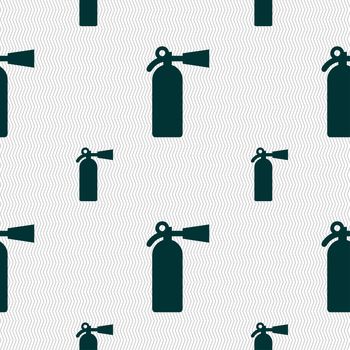 fire extinguisher icon sign. Seamless pattern with geometric texture. illustration