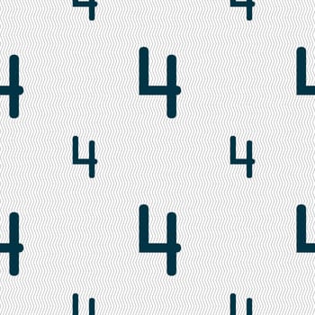 number four icon sign. Seamless pattern with geometric texture. illustration