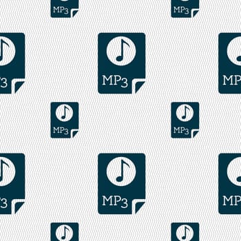 Audio, MP3 file icon sign. Seamless pattern with geometric texture. illustration