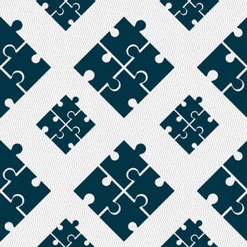Puzzle piece icon sign. Seamless pattern with geometric texture. illustration