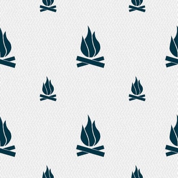 A fire icon sign. Seamless pattern with geometric texture. illustration
