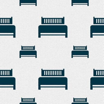 Hotel, bed icon sign. Seamless pattern with geometric texture. illustration