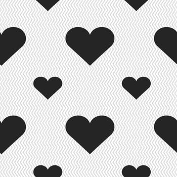 Heart, Love icon sign. Seamless pattern with geometric texture. illustration