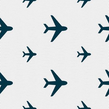 Plane icon sign. Seamless pattern with geometric texture. illustration