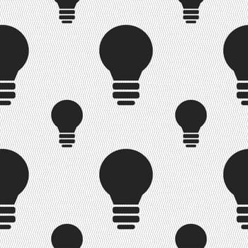 Light lamp, Idea icon sign. Seamless pattern with geometric texture. illustration
