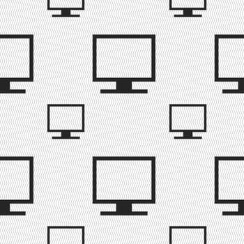 Computer widescreen monitor icon sign. Seamless pattern with geometric texture. illustration