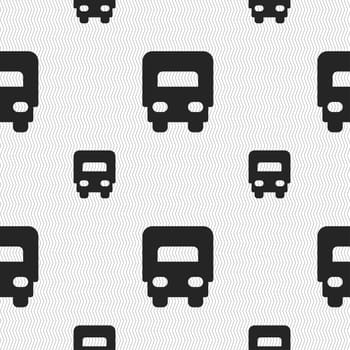 Delivery truck icon sign. Seamless pattern with geometric texture. illustration
