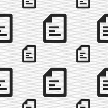 Text file icon sign. Seamless pattern with geometric texture. illustration