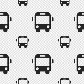 Bus icon sign. Seamless pattern with geometric texture. illustration