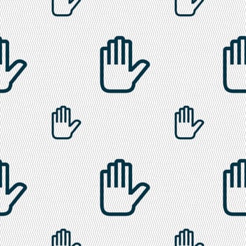 Hand print, Stop icon sign. Seamless pattern with geometric texture. illustration