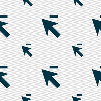 Cursor, arrow minus icon sign. Seamless pattern with geometric texture. illustration