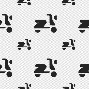 Scooter, bike icon sign. Seamless pattern with geometric texture. illustration