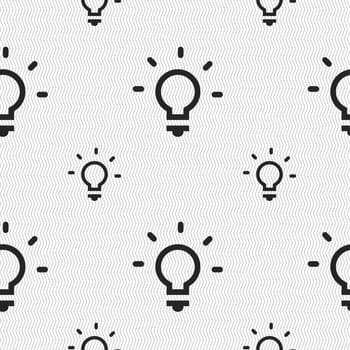 Light lamp, Idea icon sign. Seamless pattern with geometric texture. illustration