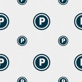 Car parking icon sign. Seamless pattern with geometric texture. illustration