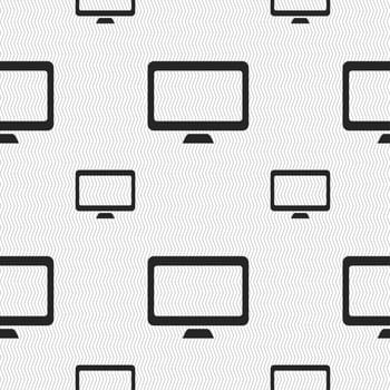 Computer widescreen monitor icon sign. Seamless pattern with geometric texture. illustration