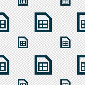  File document icon sign. Seamless pattern with geometric texture. illustration