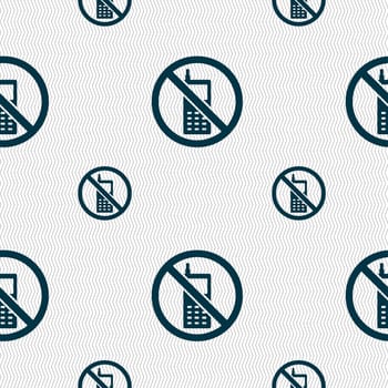 mobile phone is prohibited icon sign. Seamless pattern with geometric texture. illustration