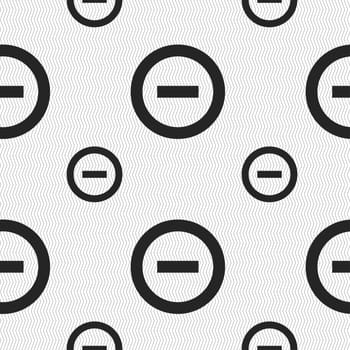 Minus, Negative, zoom, stop icon sign. Seamless pattern with geometric texture. illustration