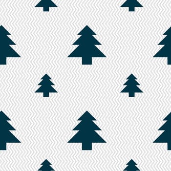 Christmas tree icon sign. Seamless pattern with geometric texture. illustration