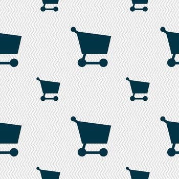 Shopping basket icon sign. Seamless pattern with geometric texture. illustration