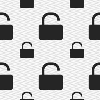 Open Padlock icon sign. Seamless pattern with geometric texture. illustration