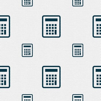 Calculator icon sign. Seamless pattern with geometric texture. illustration