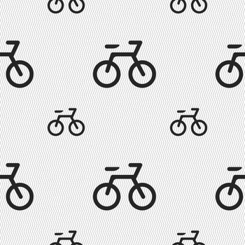 Bicycle icon sign. Seamless pattern with geometric texture. illustration