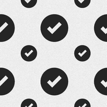 Check mark, tik icon sign. Seamless pattern with geometric texture. illustration