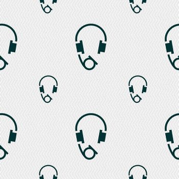 headsets icon sign. Seamless pattern with geometric texture. illustration