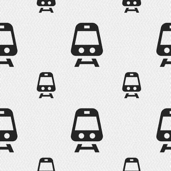 Train icon sign. Seamless pattern with geometric texture. illustration