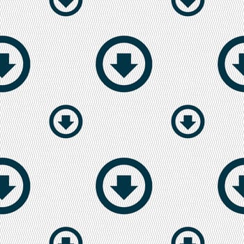Arrow down, Download, Load, Backup icon sign. Seamless pattern with geometric texture. illustration