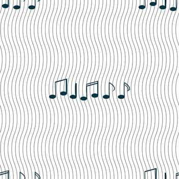 Music note sign icon. Musical symbol. Seamless pattern with geometric texture. illustration