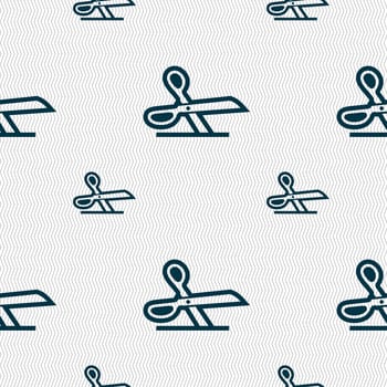 scissors icon sign. Seamless pattern with geometric texture. illustration