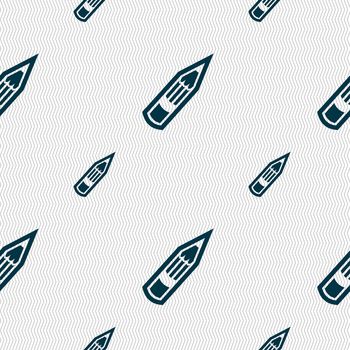 Pencil icon sign. Seamless pattern with geometric texture. illustration