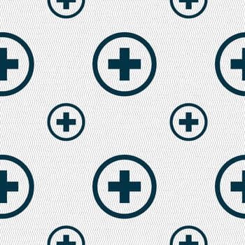 Plus, Positive, zoom icon sign. Seamless pattern with geometric texture. illustration