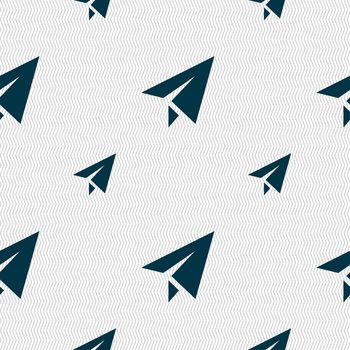 Paper airplane icon sign. Seamless pattern with geometric texture. illustration