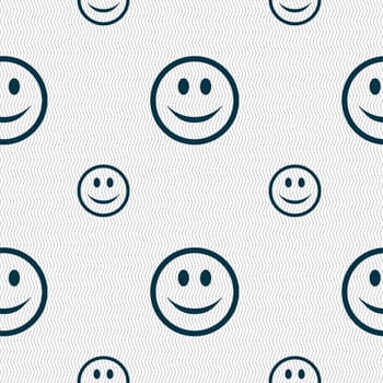 Smile, Happy face icon sign. Seamless pattern with geometric texture. illustration