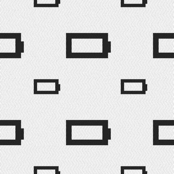 Battery empty icon sign. Seamless pattern with geometric texture. illustration